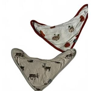 Kyte Baby Holiday Bib Bundle  Reindeer + Pumpkin Gourd  Gently Used